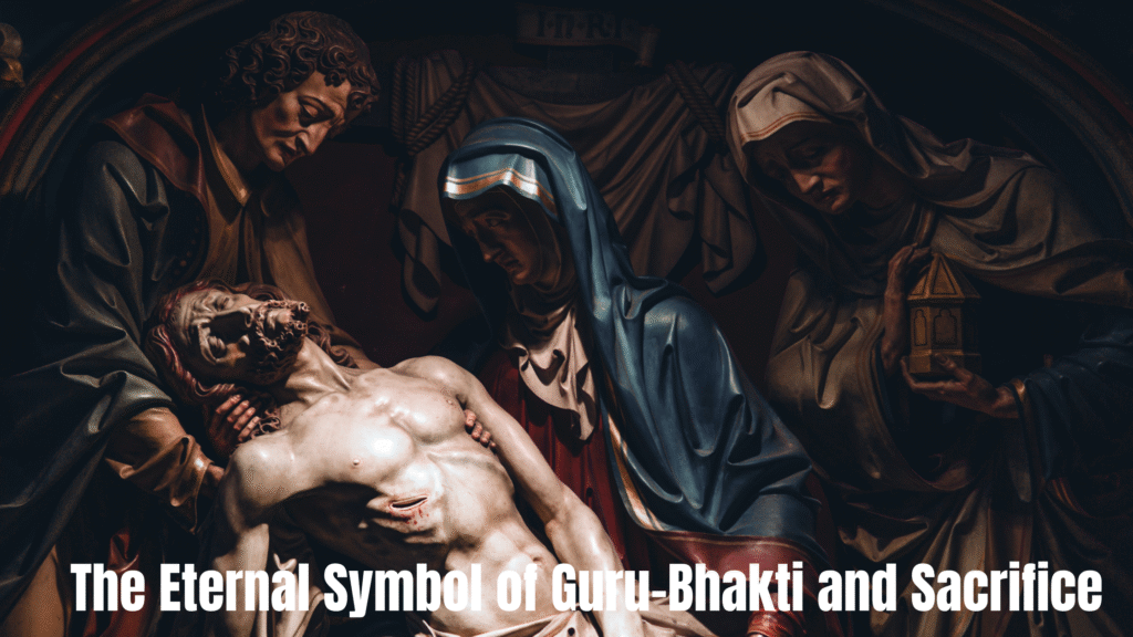 Eklavya offering his thumb to Dronacharya as a symbol of Guru-Bhakti and sacrifice